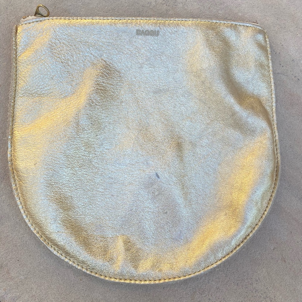 Gold Leather Baggu Pouch